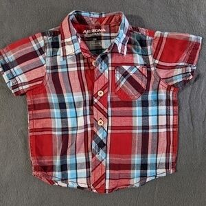 boys 6 months Carter's‎ red plaid button down short sleeve shirt